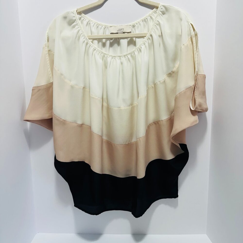 LOFT Women's Polyester Batwing Multi-Color Striped Blouse; Size: S (Small)